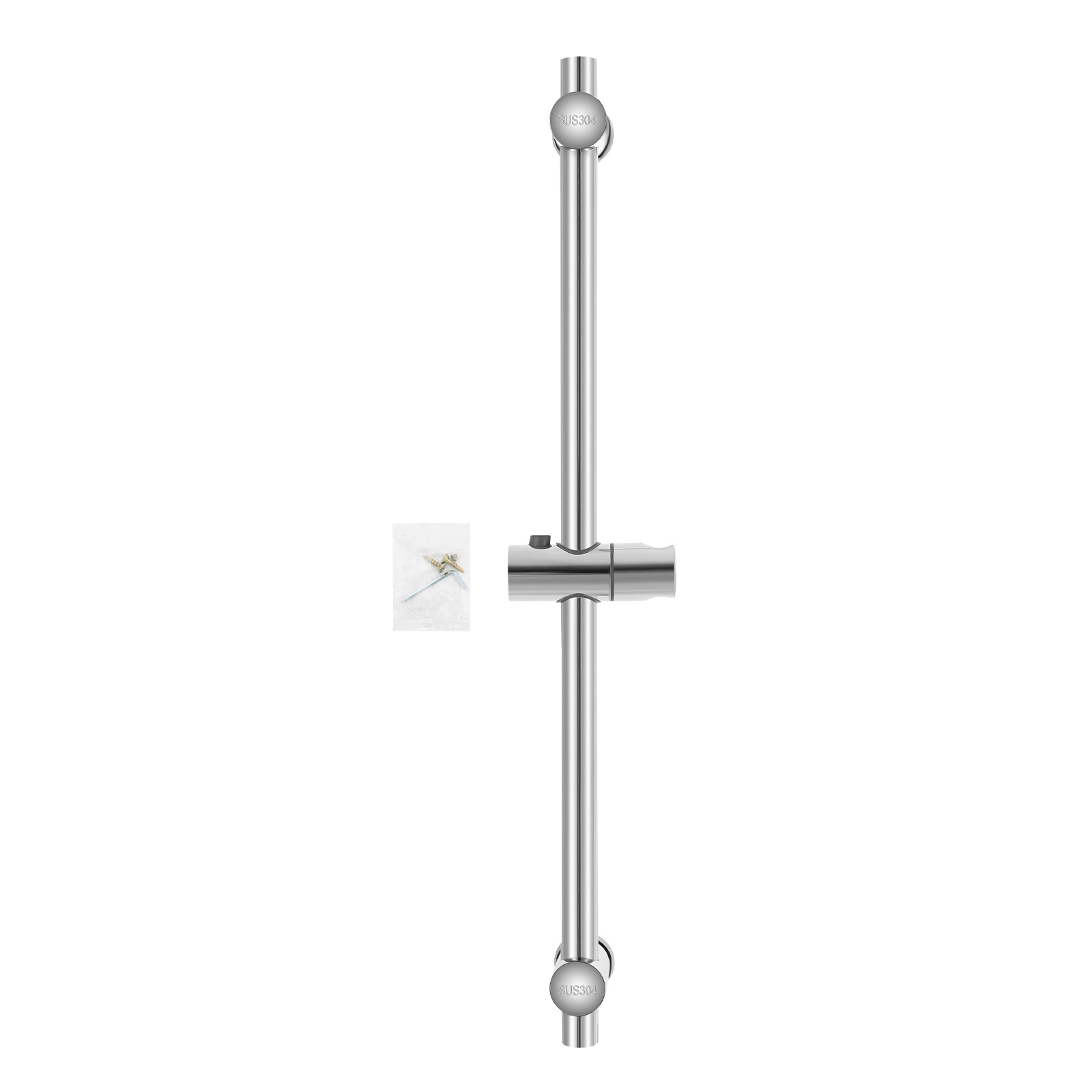 E-shop Duschstange 66 cm, höhenverstellbare Edelstahl-Duschstange 360° drehbar mit Duschkopfhalter, moderne Duschstange ohne Bohren für Badezimmer,