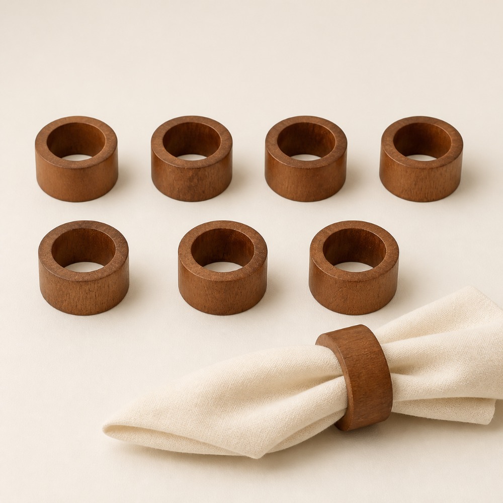 TEMU 8 Anelli Portatovagliolo in Legno, Portatovaglioli Minimalisti Marroni per Cene in Famiglia, Feste, Riunioni Festive e Decorazioni