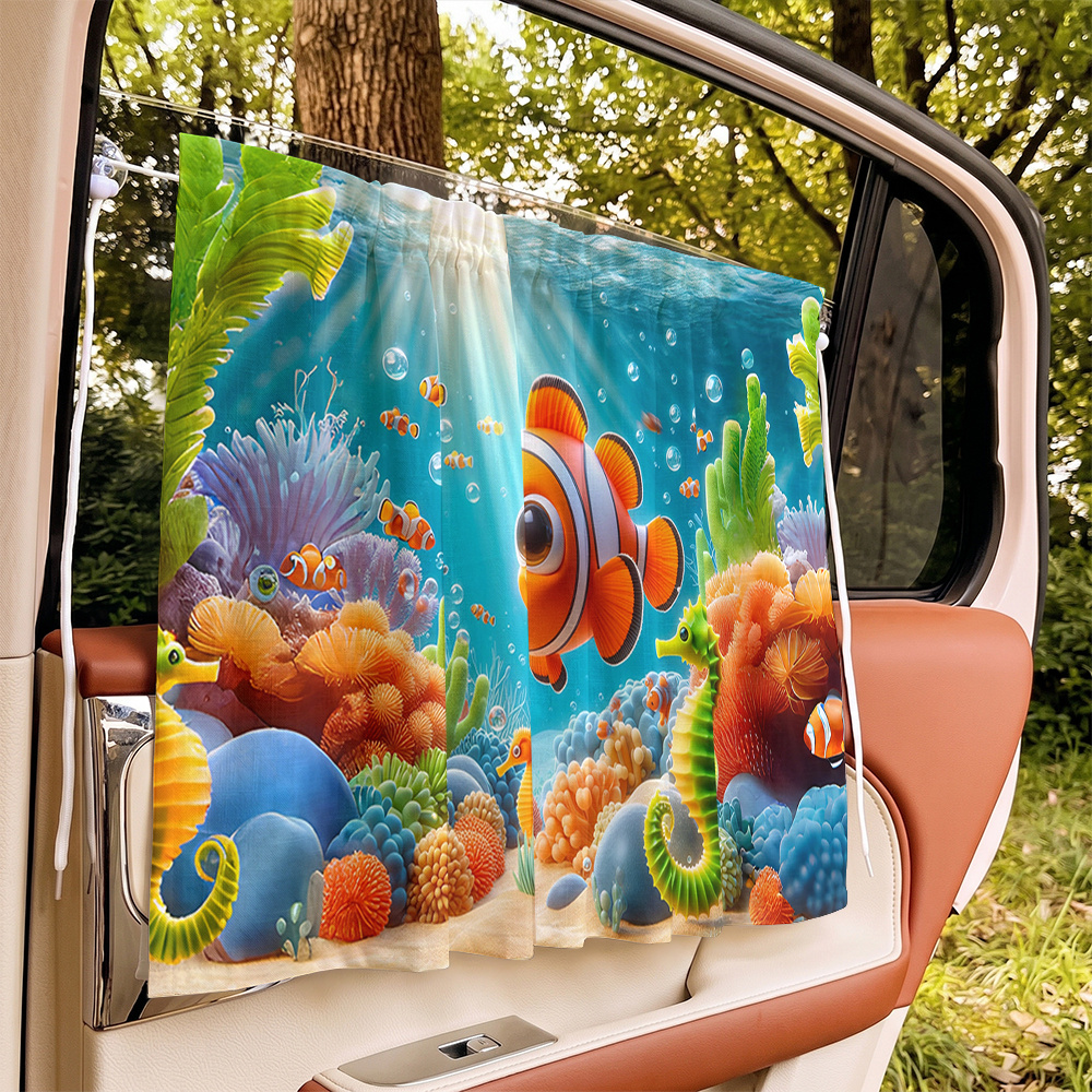 TEMU 1 pz Parasole Auto, Moderno Stampa Vita Marina Regolabile Visiera Parasole Auto, a Pannello Laterale Finestra, Protezione Solare e Isolamento,