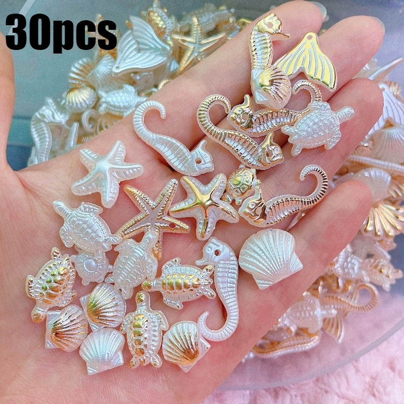 TEMU 30/51 piezas de pulseras de cuentas con forma de conchas , de mar, pentagramas y otros, con agujeros, pulseras de cuentas hechas a , fabricación