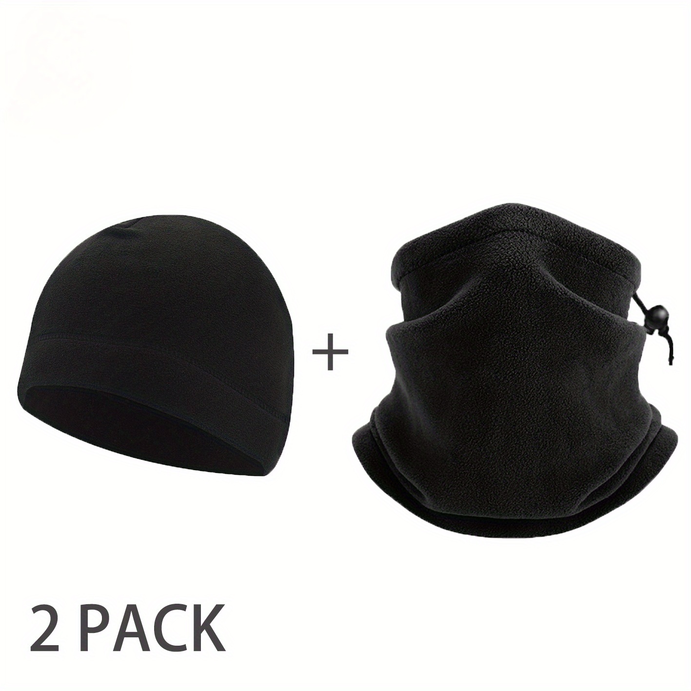 Image of Musion 2 Pack Winter Woolen Hat Scarf Set Ski Mask And Neck Set Windproof Thermal Warm Neck Gaiter Warm For Outdoor Sports And Skiing
