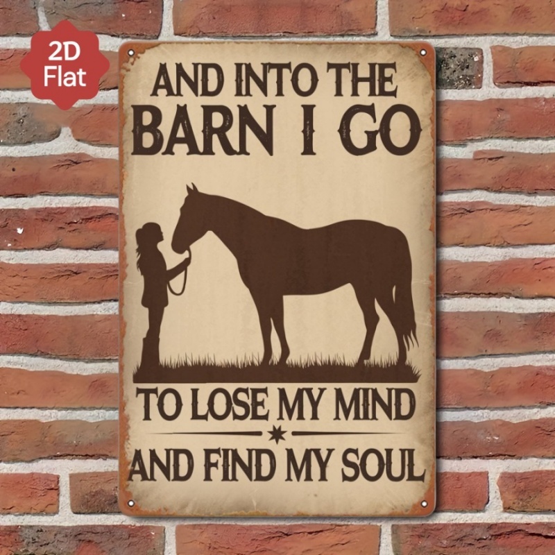TEMU 2D Plat, 2D Plat Muurdecor met Paardenthema - Vintage Paardensport Hangbord Geschikt voor Boerderijstijl, Kunstmatig Paneel met Paardenontwerp