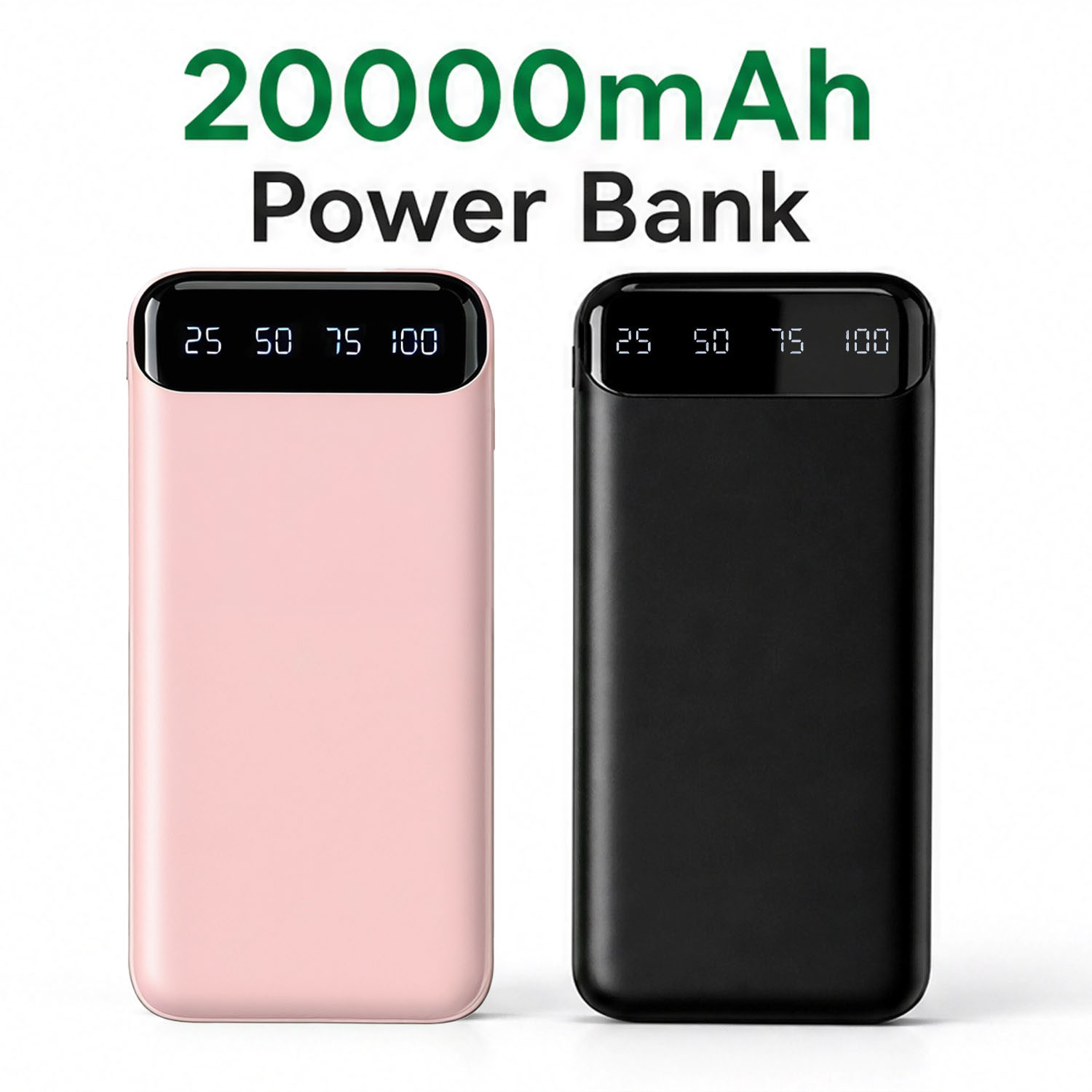 TEMU 2-pack 20000mah Power Banks, Led Display, Usb & Type-c Ports. Works For Ios & Android, Suitable For Smartphones/ Tablets, Emergency Outdoor