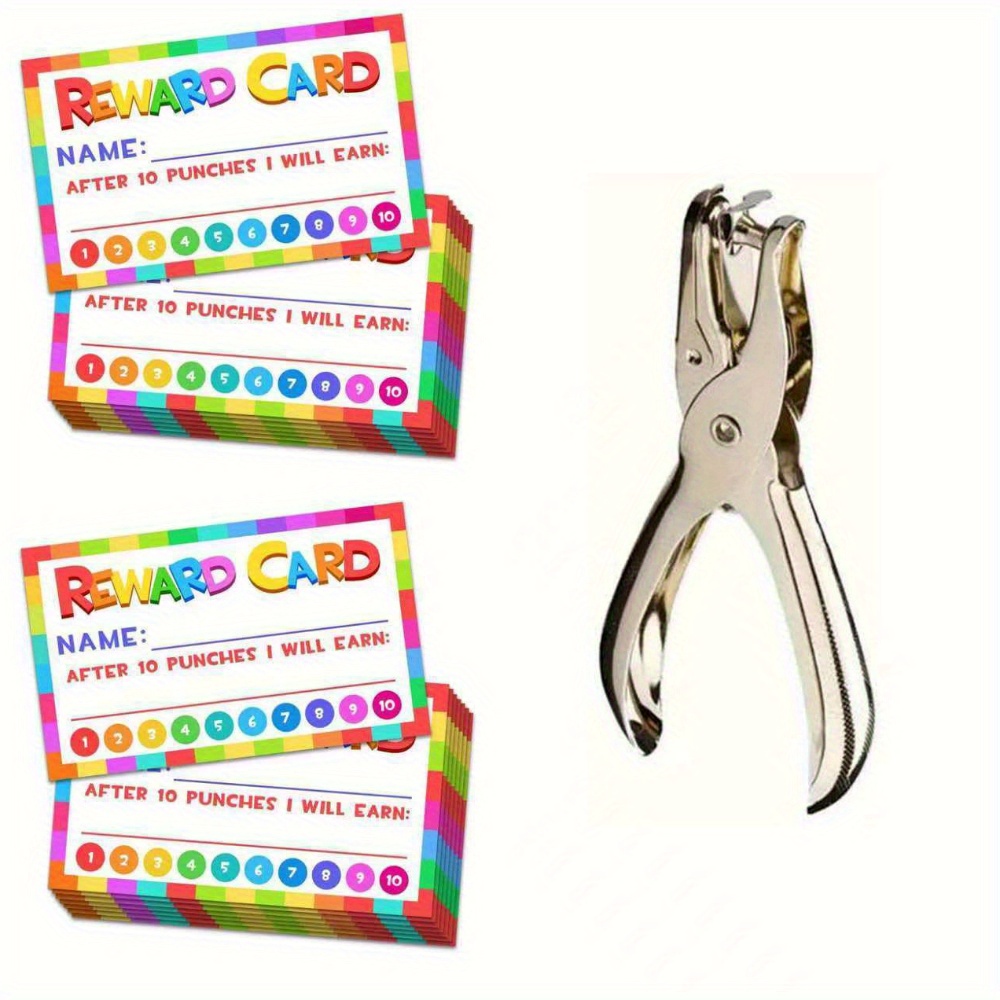 Image of [100pcs And Bonus Hole Punch] Reward For Classroom Business Student Incentives, Program Cards With Durable Puncher Set - Teacher Small Business Supplies