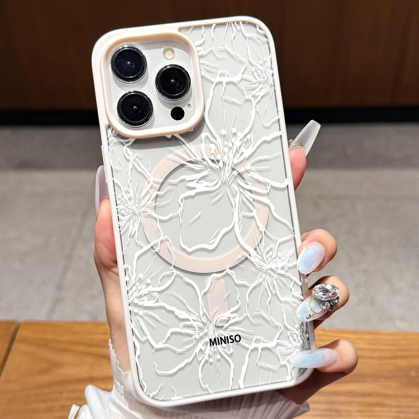 TEMU Phone Case - Transparent Minimalist Magnetic Phone Case For And , Featuring An Artistic Fresh Embossed , Providing Full-body Shockproof