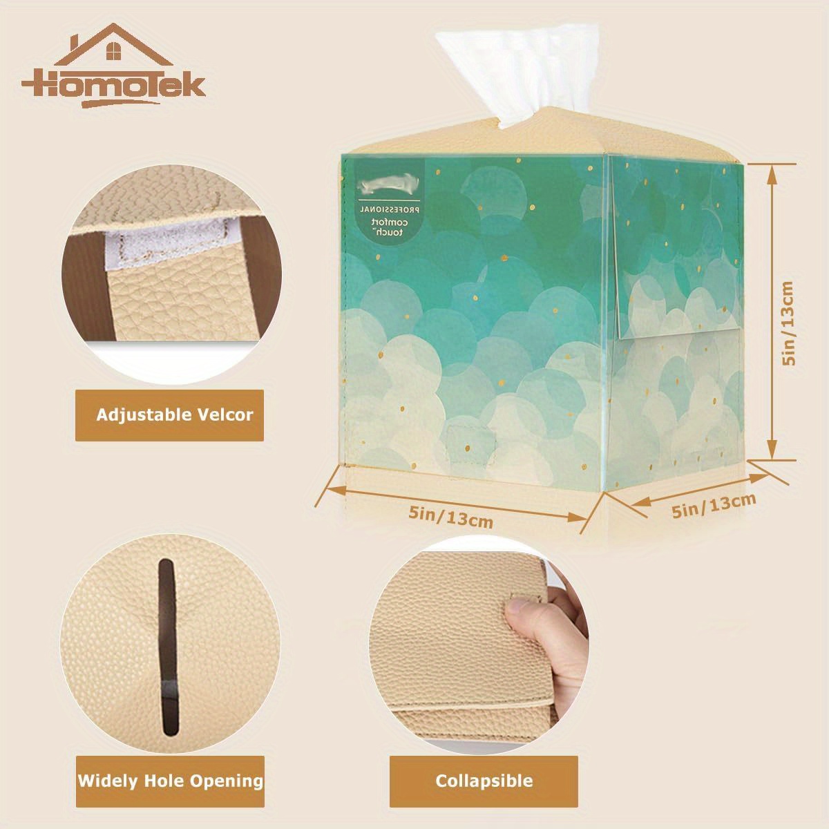 2 pack tissue box cover with dispenser beige pebble grain elegant bathroom living room   organizer compatible with standard tissues space saving   home decor accessory   decor     decorative holder interior   Product details 2
