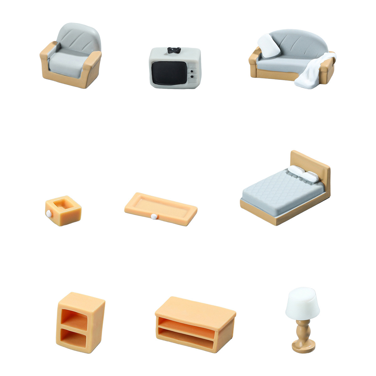 TEMU 9pcs Miniature Simulation Furniture Models, Dollhouse Bedroom Full Set Of Ornaments, Handmade, Cottage Scenery Decoration, Christmas Dollhouse