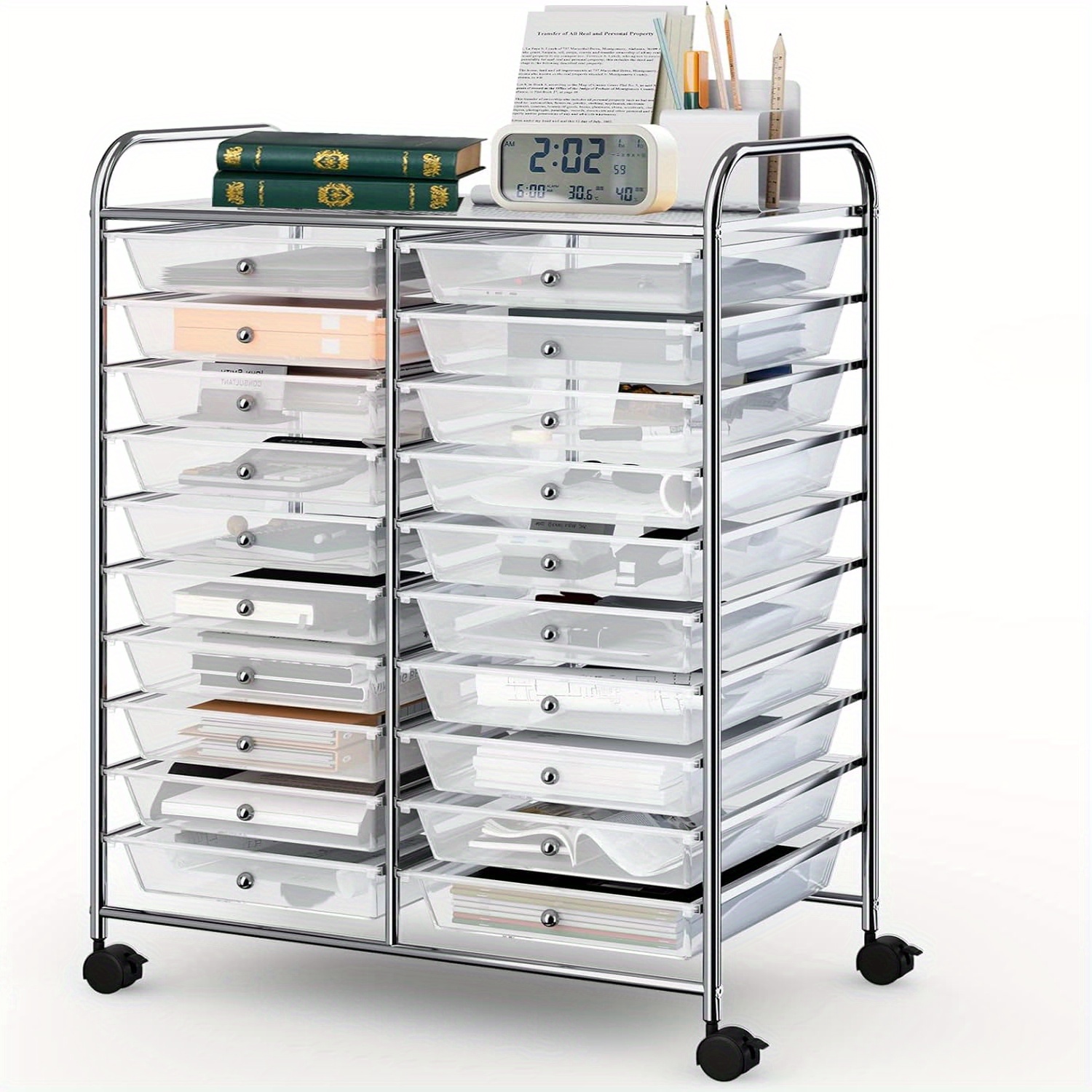 Image of 20-drawer Mobile Storage Cart, Organizer For Home, Office, And School With A Top Organizer And