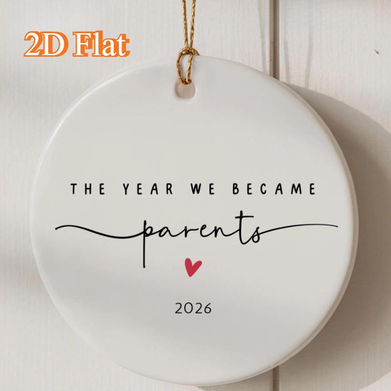 TEMU 2d Flat, 1pc New Parent Ornament - Footprint & "we Become Parents" Pendant Suitable For Christmas, First Year Gift For Mom And Dad, Decor,
