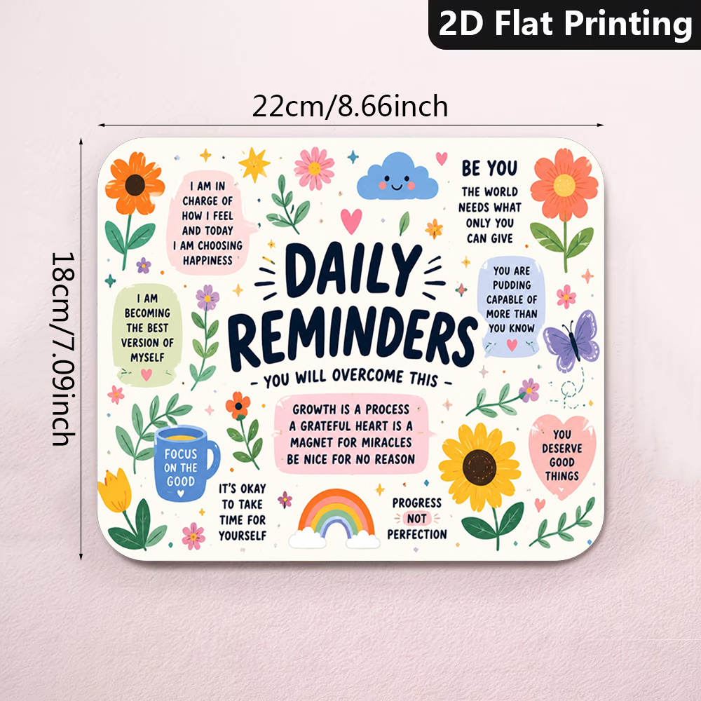 TEMU 1pc 1pcs Positive Affirmations Desk Mat & Mouse Pad Suitable For Home Office Work, Non-slip Base With Wrist, Thick, Motivational Quotes Pad For