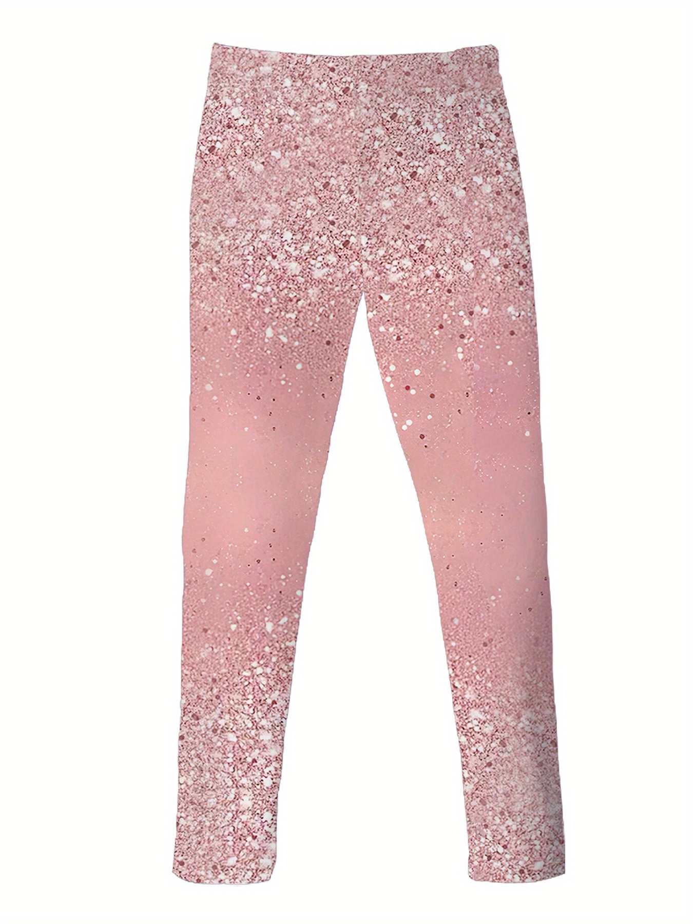 1pc Girls' Sparkling Pink Princess Leggings with 3D Glitter Print - Sparkling Tights for Dance, Parties & Casual Attire, Breathable Comfort Fit, Random Sparkling Pattern, Spring Summer Fall Casual Outfits ( to Kids) - 1pc, Dance Wear, Party Outfit, Playful Design, Fun Pattern, Soft Material, Comfortable Fit, Kids' Tights, Young Dancers, Young Princesses, Glittery Leggings, Trendy Outfit, Fabric, Durable Material, Kids' Tights | Fun Pattern Leggings | Comfortable Fit Pants, Glitter