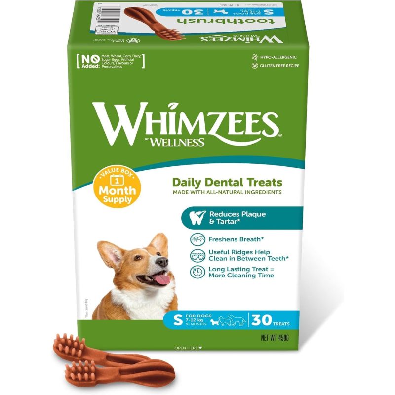 Toothbrush, Dog Dental Sticks, Dog Chews for Breeds, Monthly Pack (30pcs), Size S