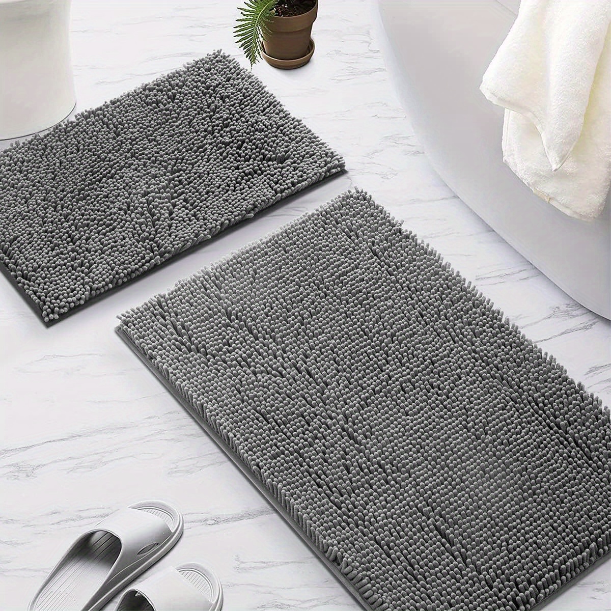 TEMU Bathroom Rug, Non-slip Bath Mat, Soft Cozy Shaggy Thick Bath Rugs For Bathroom, Plush Rugs For Bathtubs, Water Absorbent Rain Showers And Under The Sink (dark Grey, 17" X 24")