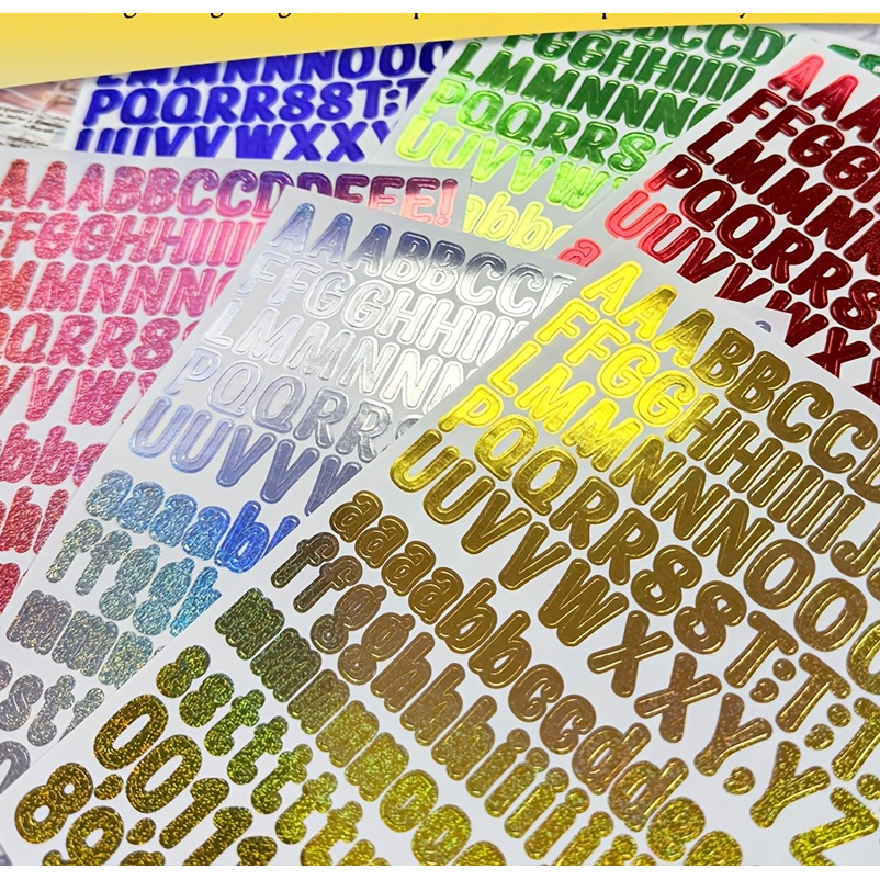 TEMU 930pcs Colorful Glitter Vinyl Letter And Number Stickers, 6 1/2-inch Self-adhesive Glitter Stickers, Suitable For Scrapbooks, Greeting Cards,