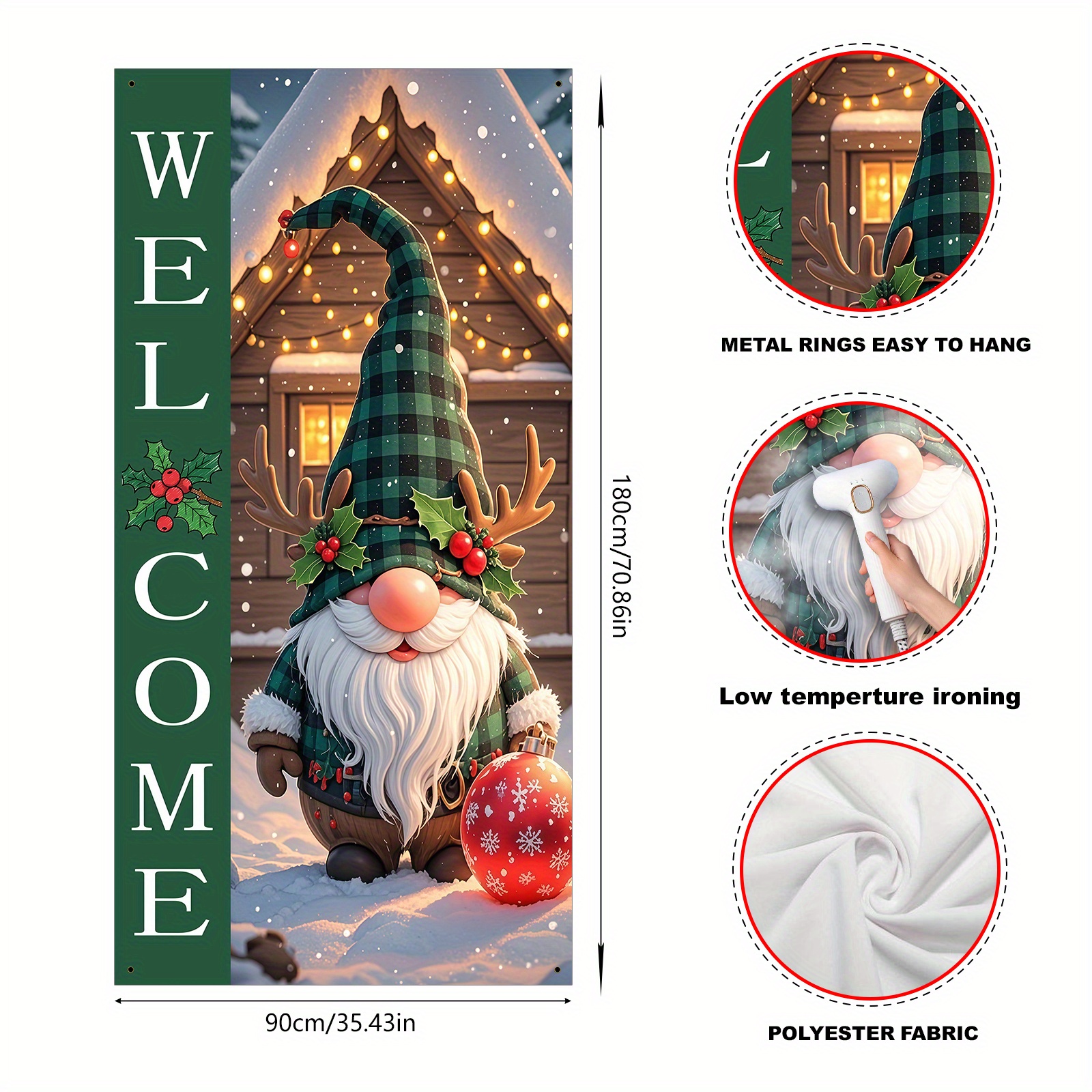 TEMU Party Banner, 1pc (35*70 Inches/90*180 Cm), Made Of Polyester, Christmas-themed Door Frame Banner, 2d Hanging Banner For Door Frames. Suitable