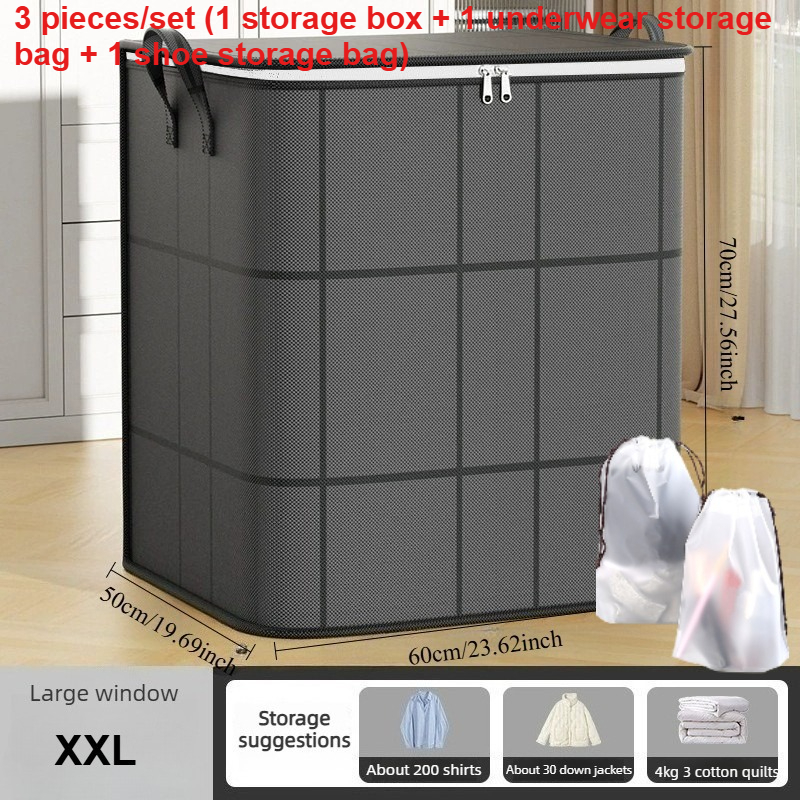 TEMU 3-teiliges/Set (180L Extra Große Aufbewahrungsbox und 1 Stück Unterwäsche Aufbewahrungsbeutel und 1 Stück Schuh-Aufbewahrungsbeutel). Geräumiges