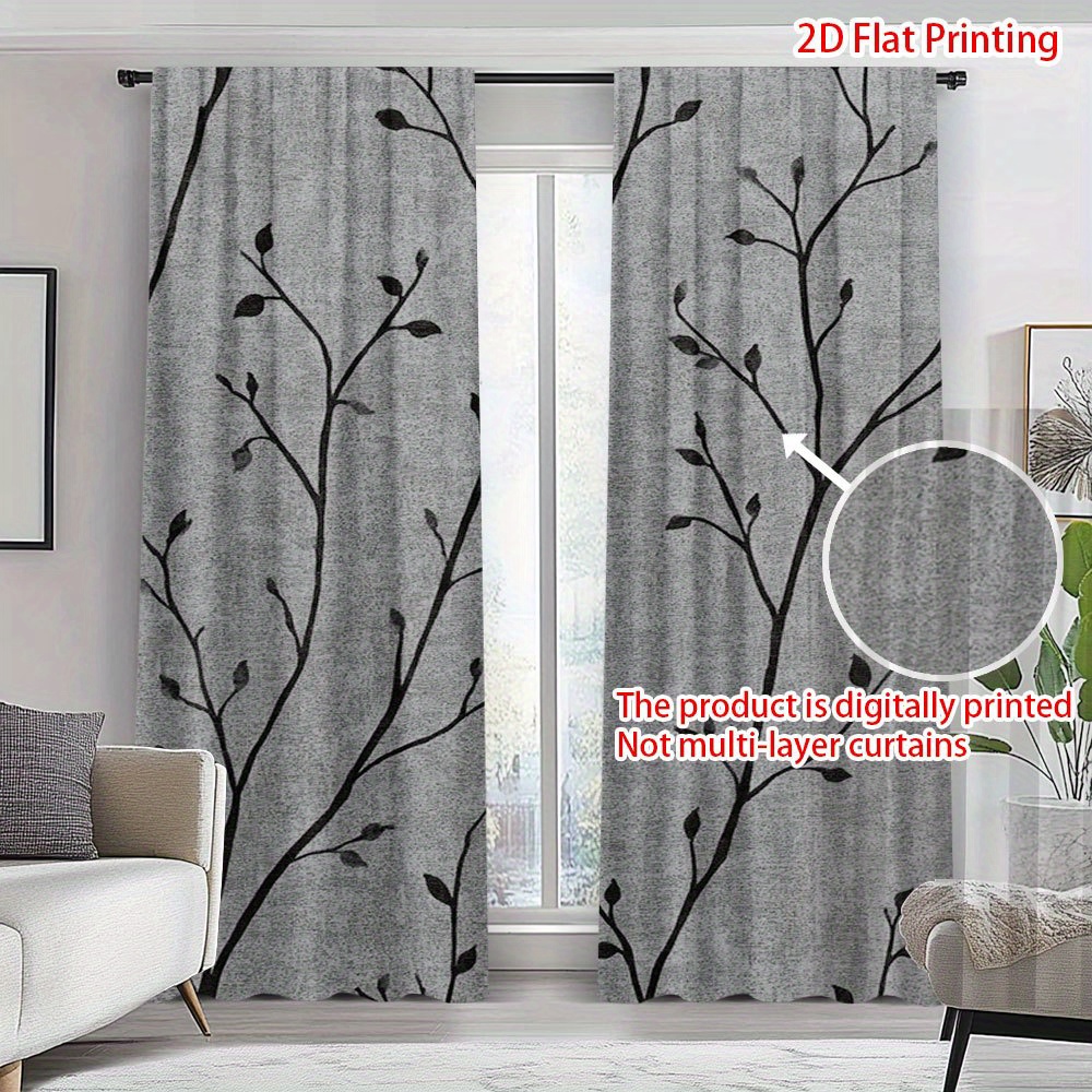 TEMU 2D, 2 piezas de cortinas de habitación con impresión 2D, 2D, 2 piezas de cortinas estampadas versátiles, Patrones hermosos de delicadas