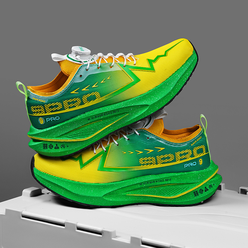 Unisex M5 Series Outdoor Knob Buckle Racing Running Shoes, Breathable Knit Mesh, High-Elastic Shock Absorption Professional Marathon Sports Shoes, Non-Slip And Wear-Resistant Special Running Shoes