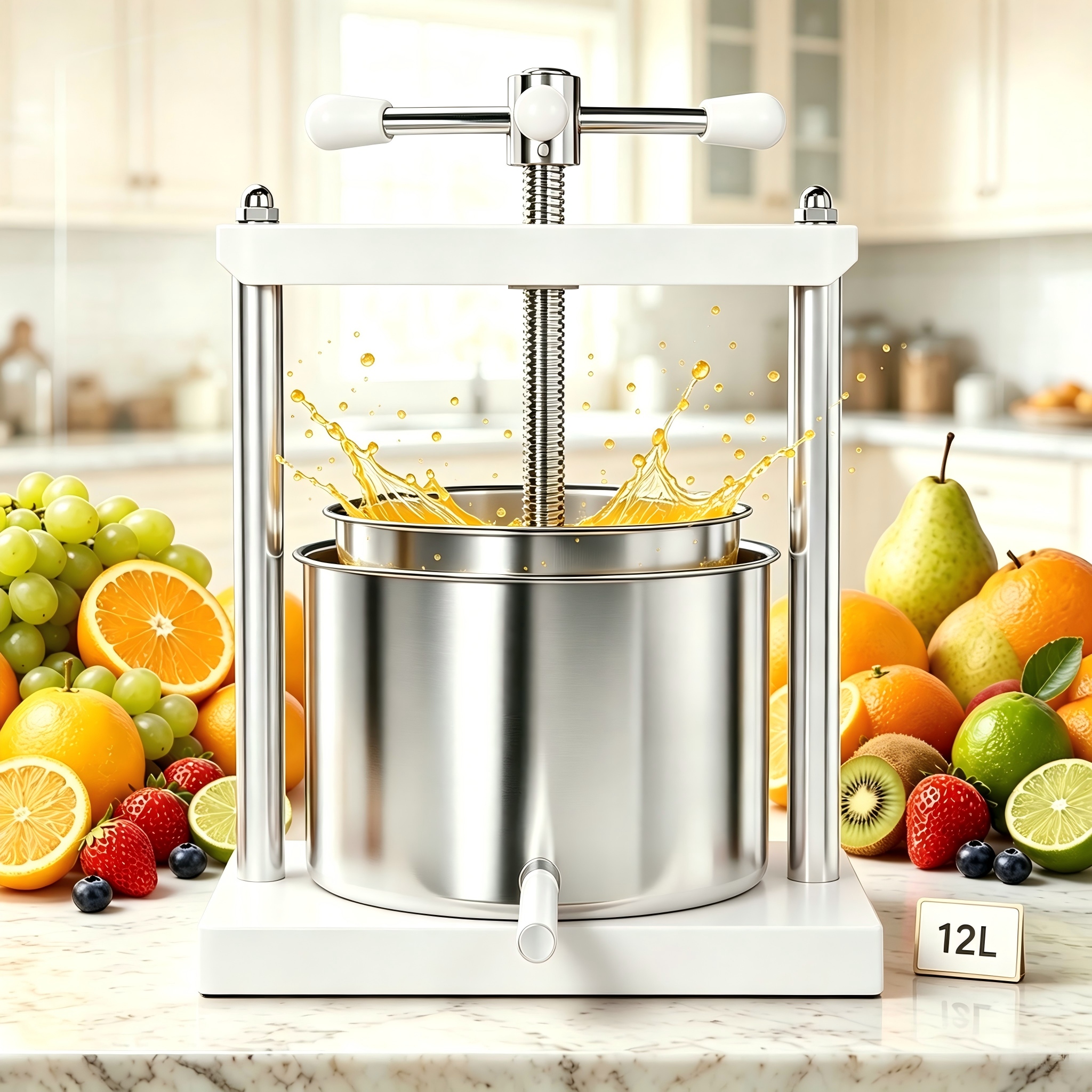Image of Disassemblable Manual Mash&wine Press, Removable Press Basket, Inner Container And Frame, &stainless Spout, 3-12l Multifunctional Press For Home Brewing And Garden Use
