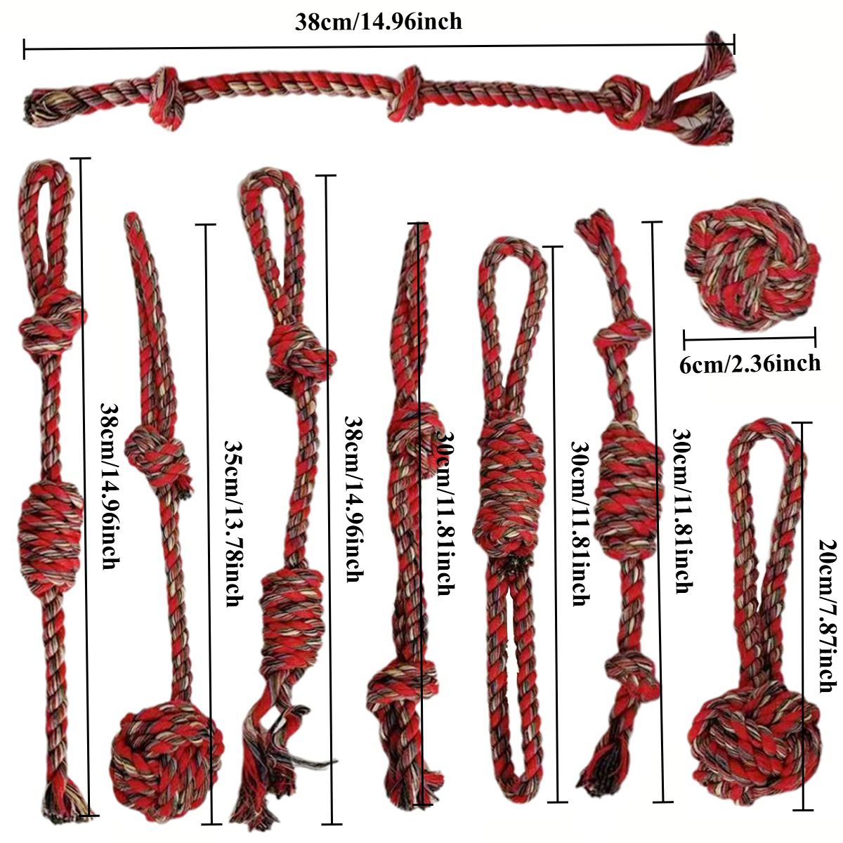 9pcs Chew Rope Toys Set – Durable Braided Knots For Aggressive Chewers, Tough Pull & Play Pet Interactive Training And Dental Cleaning Fun