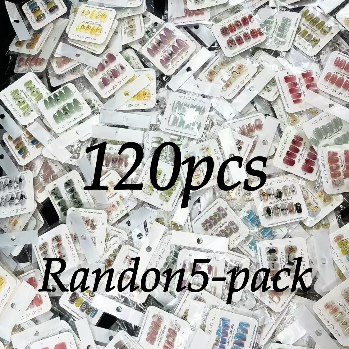 E-shop 120 Stück Nailart Zufälliges Kombinationsset, 2000 In-Stock Styles Zufällig Versendet, Mandelformige Nägel, Ballett-Nägel, Stiletto-Nägel,
