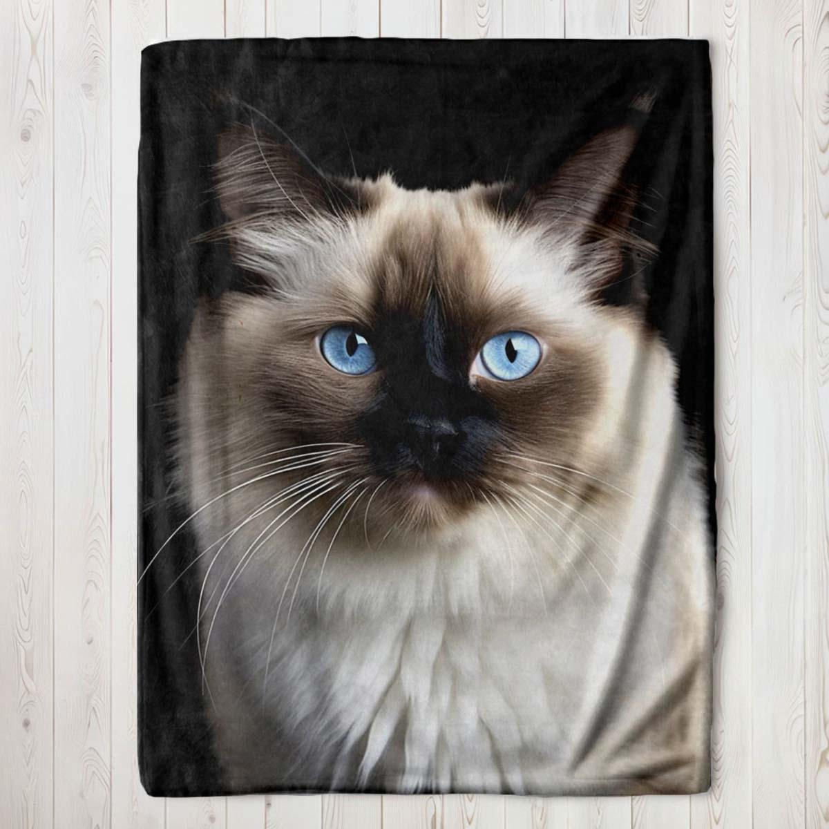 siamese cat flannel throw blanket soft, cozy with realistic cat