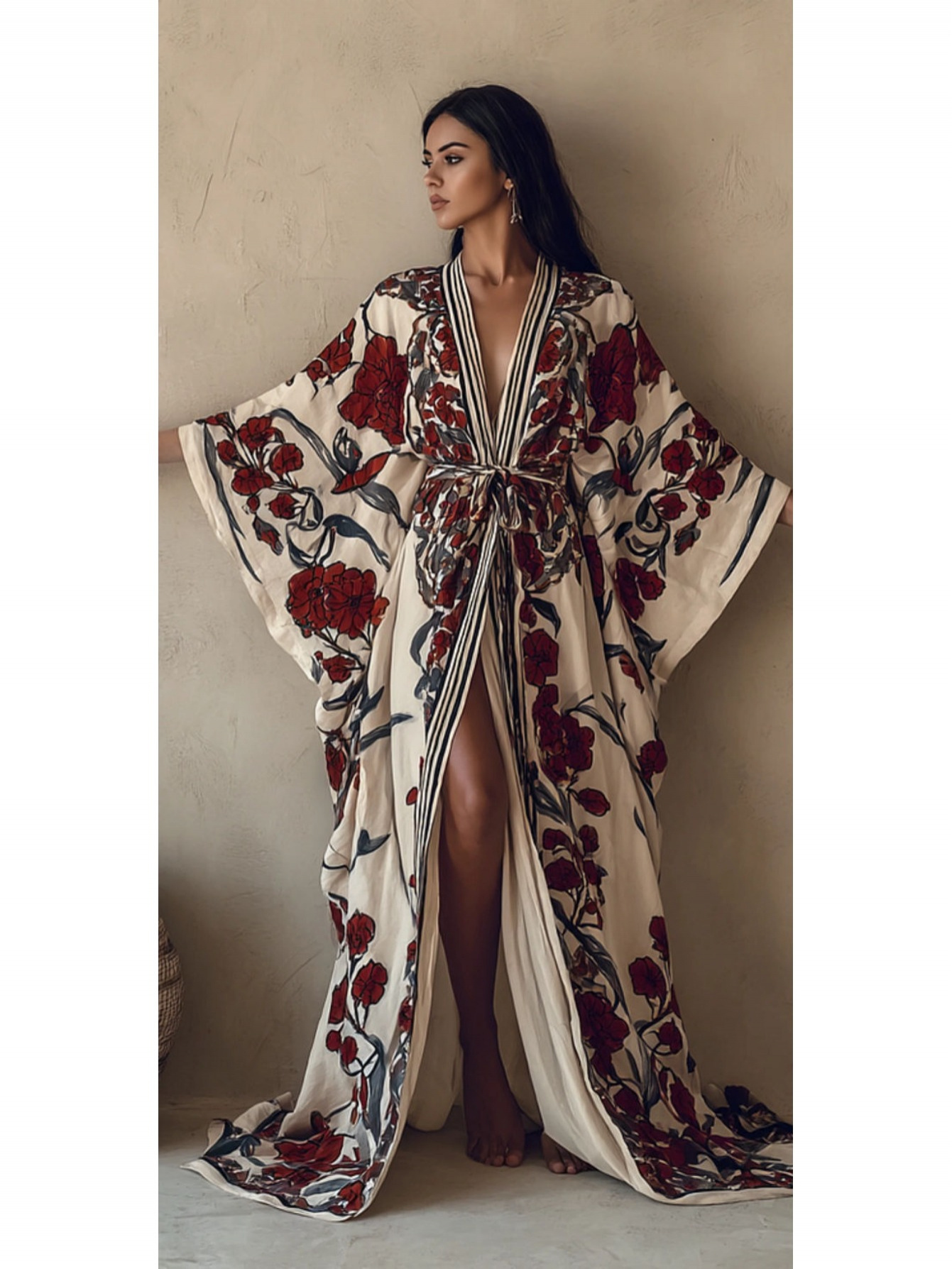 slim fit dress slacks Gilda Luminous Ivory & Gold Chantilly Lace Robe main image 1