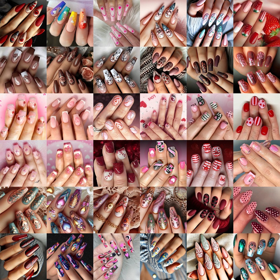 TEMU 96pcs Full Set Reusable Press-on Nails Kit With French Tips (white/brown/blue/purple) - Gradient Glitter And Matte/glossy , Short/medium/long