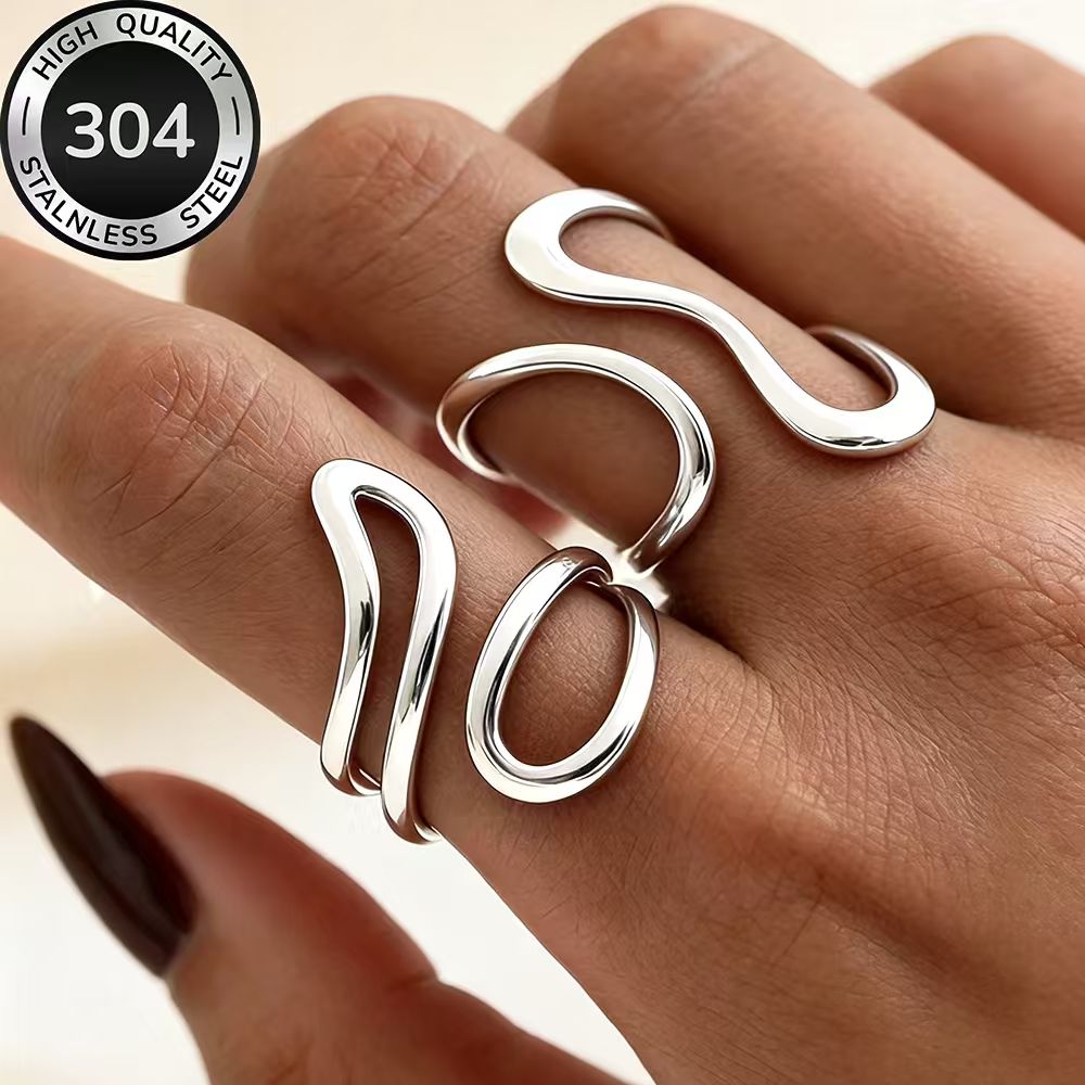 2pcs Golden Stackable Open Ring Set, Elegant Daily Wear