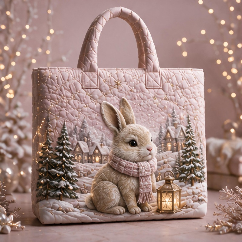 TEMU Sac fourre-tout matelassé de Noël pour femmes, grand sac à bandoulière , sac de transport d'hiver pour le shopping, pour les , et de Noël