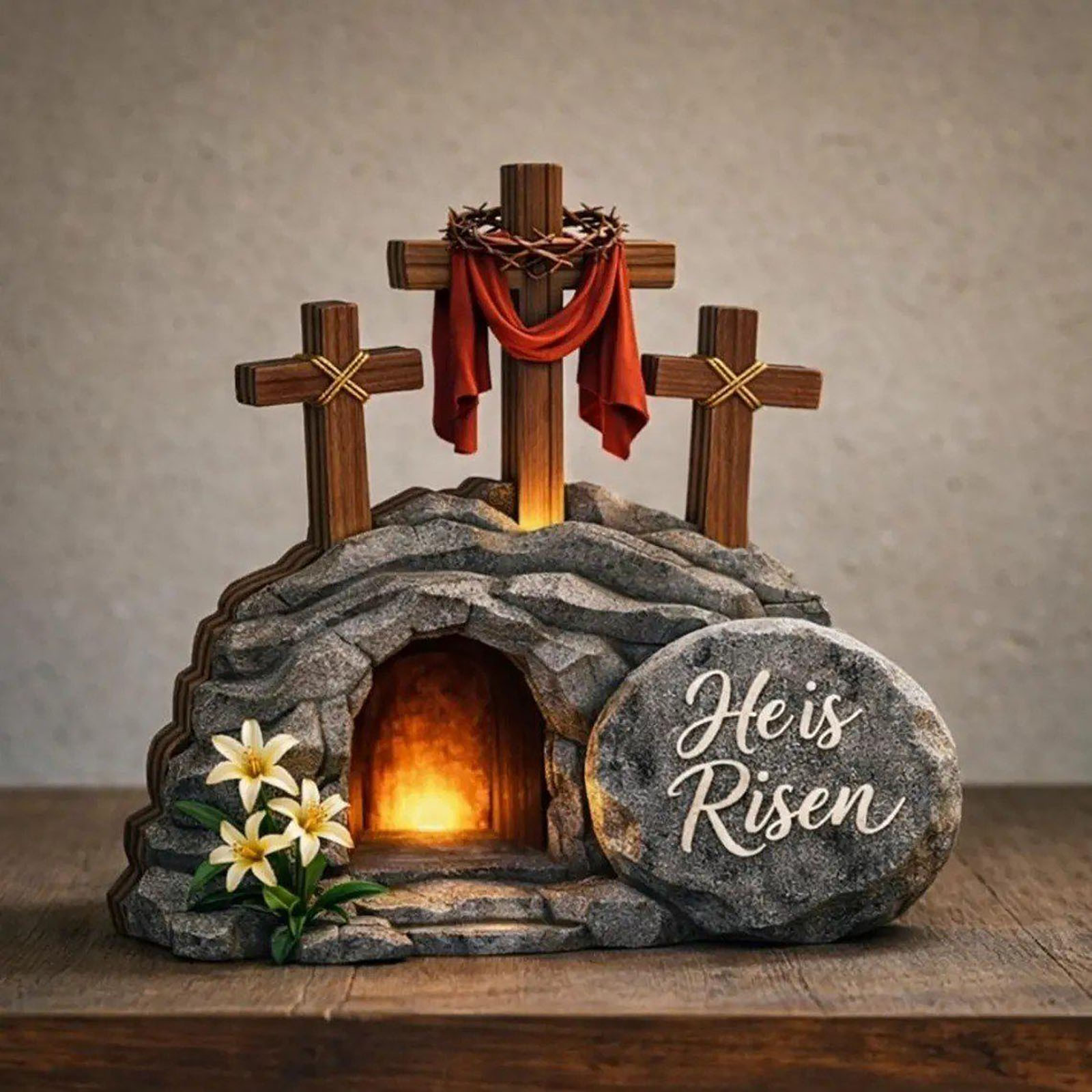 精美木制复活节家居装饰品，采用雕刻的桌面摆件，色彩鲜艳，提供通用尺寸 商品详情 0