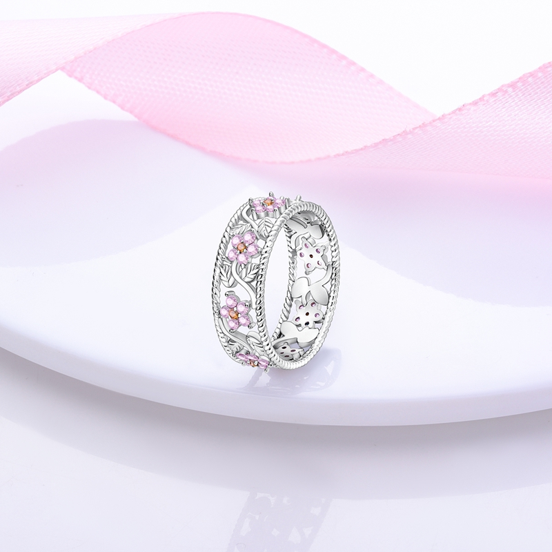 Women's Exquisite 925 Sterling Silver Crabapple Flower Ring