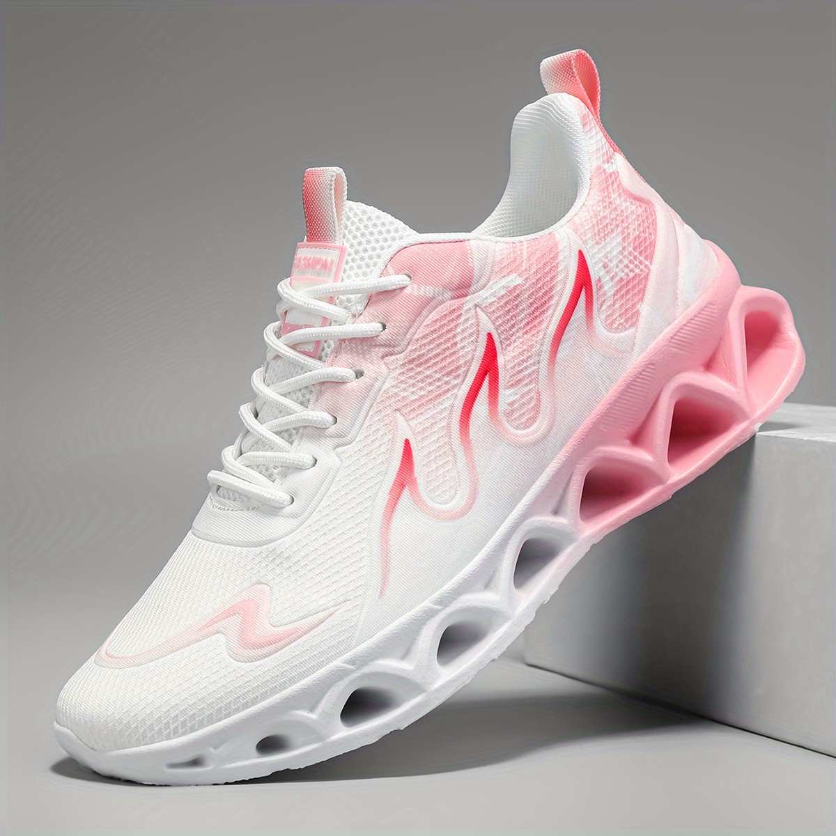 Image of Men Ink Gradient Platform Casual Sneakers Breathable Mesh Dry Hollow Cushion Outsole Stable Grip Trend Lace Up Running Shoes For Daily Jog Outdoor Walk Fitness Shopping Light Versatile Men.
