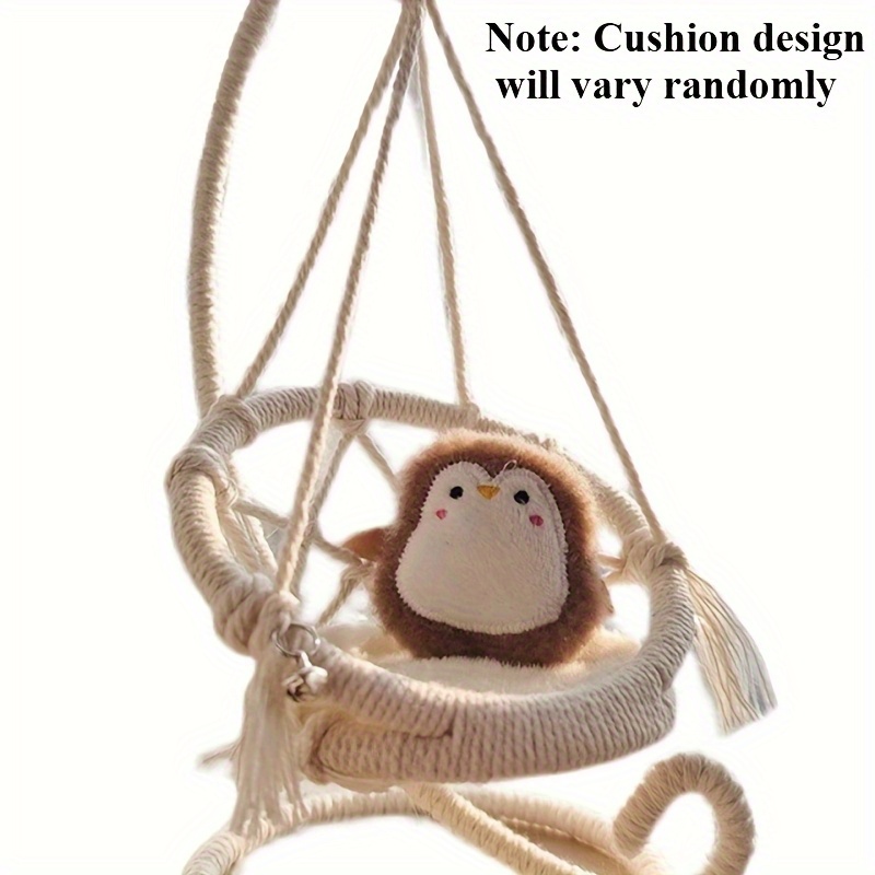 1/ 12 Scale Bjd Mini Hanging Chair With Ropes Handcrafted With A Soft Cushion. Tools, Cultivating Learning , And As Miniature Study Supplies.