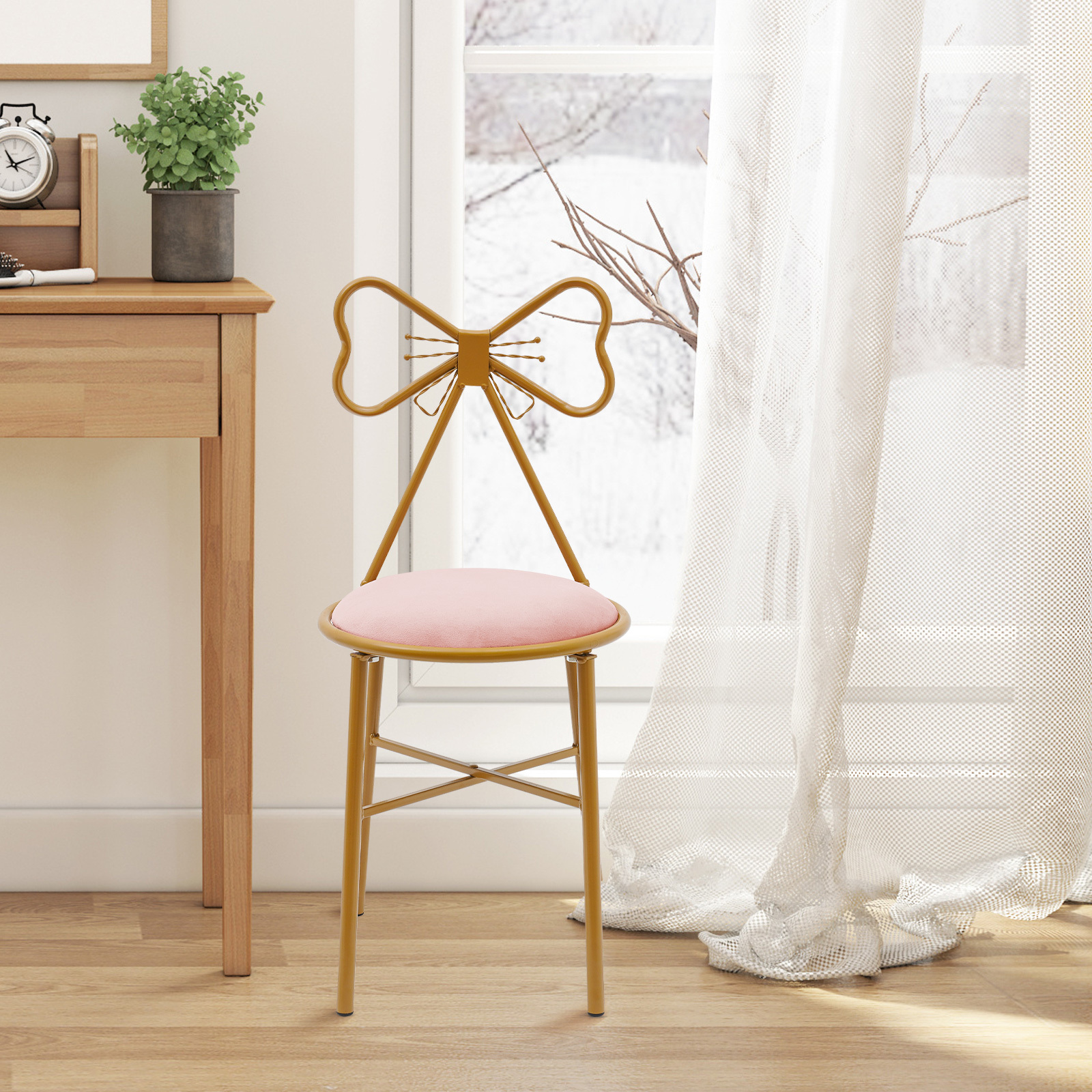 strapless open back dress Capri Pink Stag Mirrored Dressing Table With Stool – Upcite main image 0