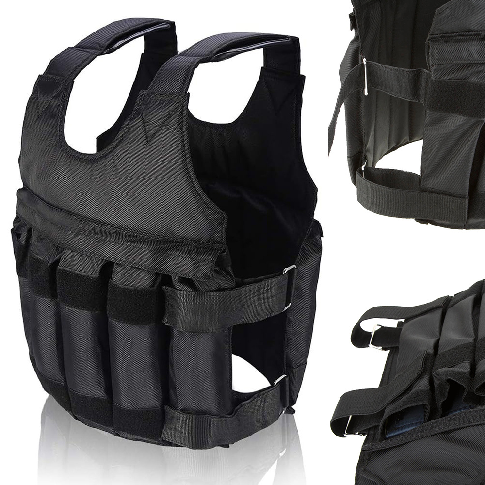 Image of 1 Set 50 Kg Adjustable Weighted Vest, Oxford Fabric Strength Training Vest With 12 Pockets For Steel Plates, Heavy Duty Workout Jacket For Running, Gym, Fitness - Empty, Weights Not Included