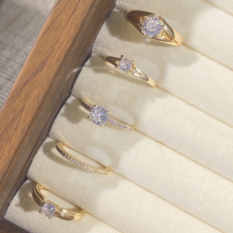 5pcs Plated Synthetic Zirconia Vintage Stackable Ring Set