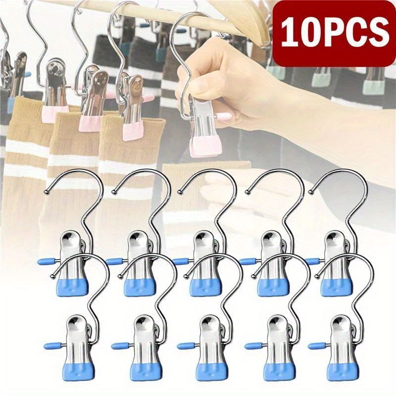 10 stainless steel clothespins laundry clips with hooks portable clothes clips wardrobe clothes finishing racks household goods details 9