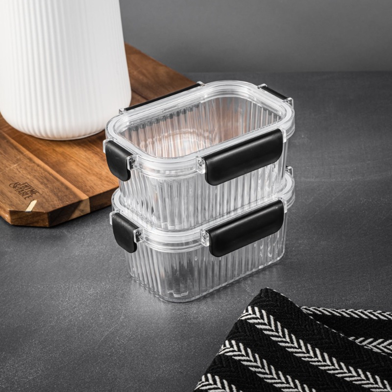 2pcs clear glass food storage containers with black handles airtight microwave safe   cakes   and more stackable design for easy organization cake storage stackable containers   closure cake storage containers Product details 2