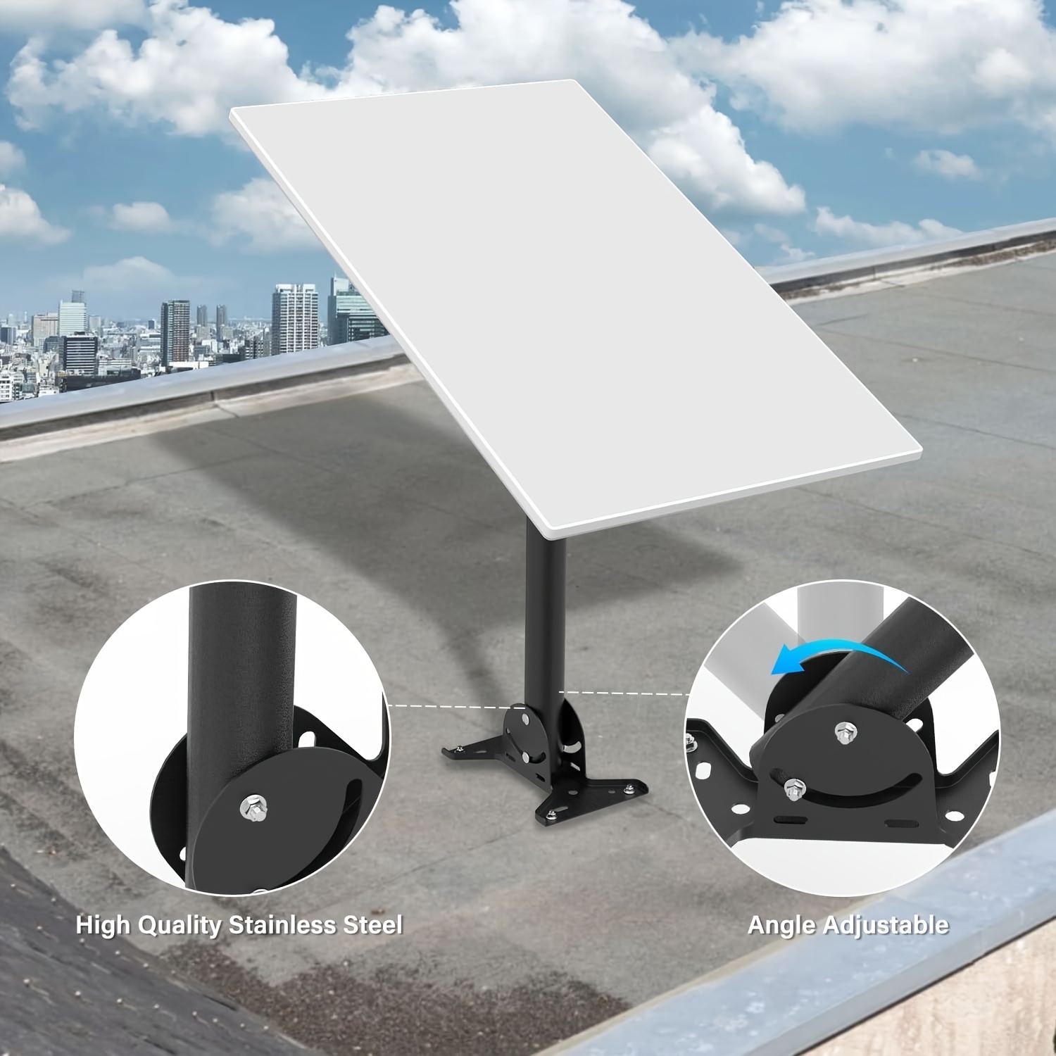 Kit d'installation robuste Starlink 3ème génération avec support de montage de poteau réglable et adaptateur de tuyau - Compatible avec l'antenne standard V3, support rotatif de toit, aucune batterie nécessaire, installation facile pour l'internet satellite, configuration d'internet satellite