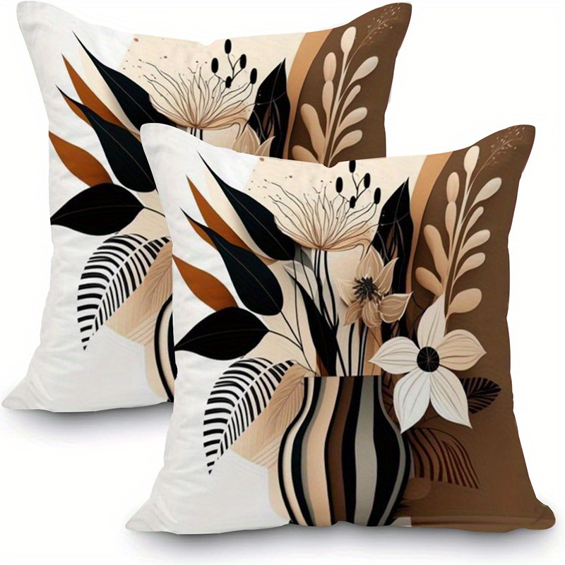 2-pack Floral-patterned Throw Pillows For Home Decor For Home Decoration, Suitable As Backrest Support Pillowcases, Throw Pillow Cover, Cushion Cover Without Inner Cores.