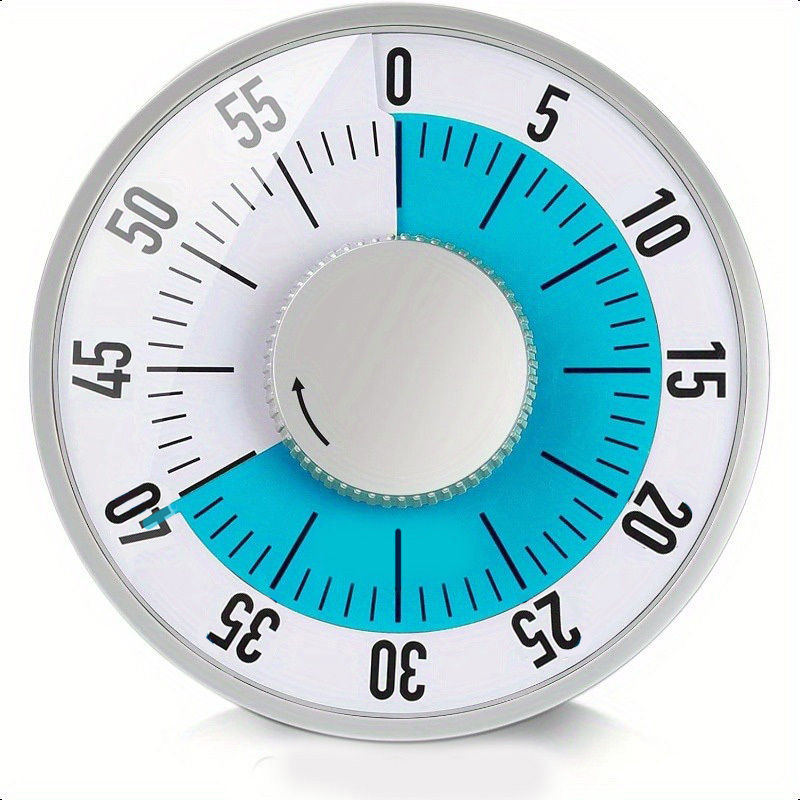 TEMU 60-minute Mechanical Timer With Base & - Round Visual Countdown Clock Suitable For Classroom, Kitchen, Office, For, For Cooking, For Teaching,