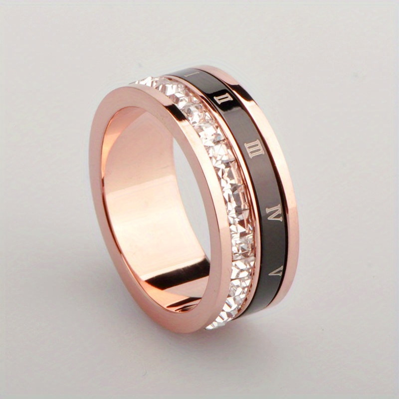 rotatable modern minimalist titanium stainless steel ring with   - spinning bezel setting, unisex couple s matching band, durable tarnish-resistant jewelry for casual attire & special occasions, affordable luxury index finger ring for  , fashion statement, contemporary design, sleek band,   plating, precision setting, statement piece,  , couples accessory Product details 1