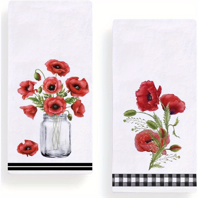 

Set Of 2 Poppy Towels - Polyester Dish Cloths, , , Tea Towels For Cooking & , , - 18x26