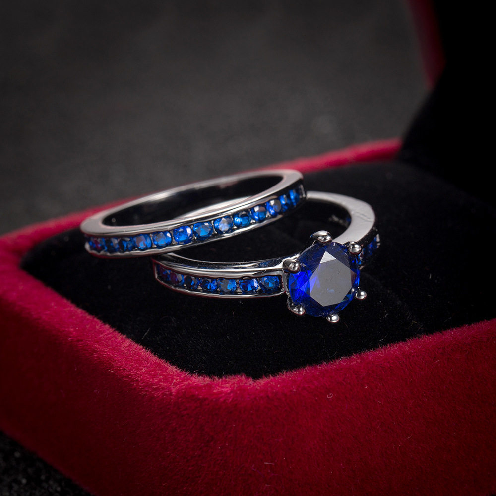 women   steel double-layer ring with blue & clear cubic synthetic zirconia stones - rotatable mood rings, elegant minimalist jewelry gift box for birthdays, christmas, halloween,   - durable tarnish-resistant affordable luxury accessory,   versatile everyday & party wear, holiday present, fashionable accessory, stylish accessory,   design,    , statement piece,  , gift  , ring for women, women ring Product details 0