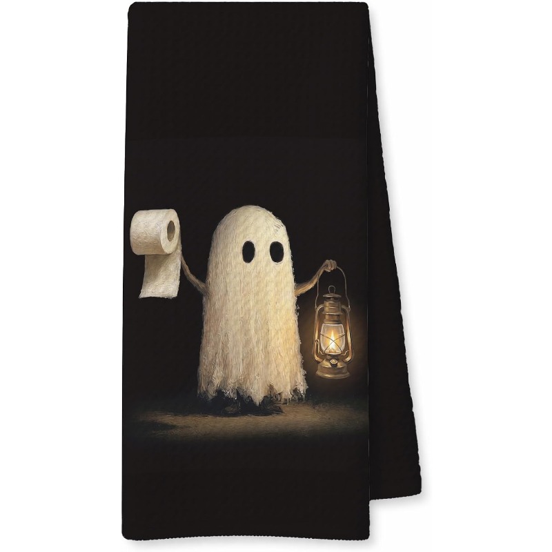TEMU 1/2pcs Serviettes d'Halloween, Décoration de Salle de Bain Drôle Serviettes à Vaisselle d'Halloween, Cadeau pour Adultes, Chiffon de Cuisine