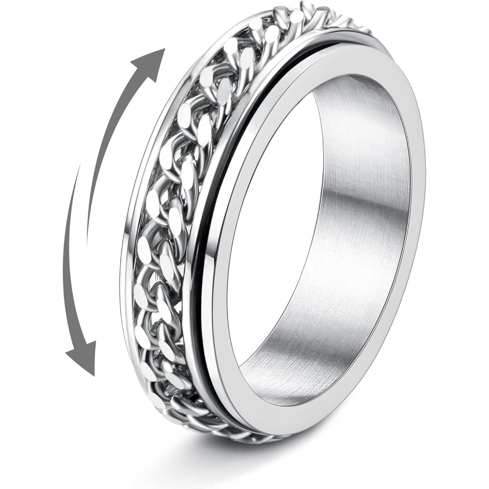 Image of 316l Stainless Steel Fidget Ring Chain Celtic Pattern Adjustable Unisex Jewelry For Daily Wear, For Teenager