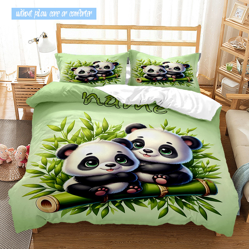 

3pcs Custom Name Cute Cartoon Bedding Set Duvet Cover Closure Includes 1 Duvet Cover & 2 Pillowcases For All Bedroom Decor