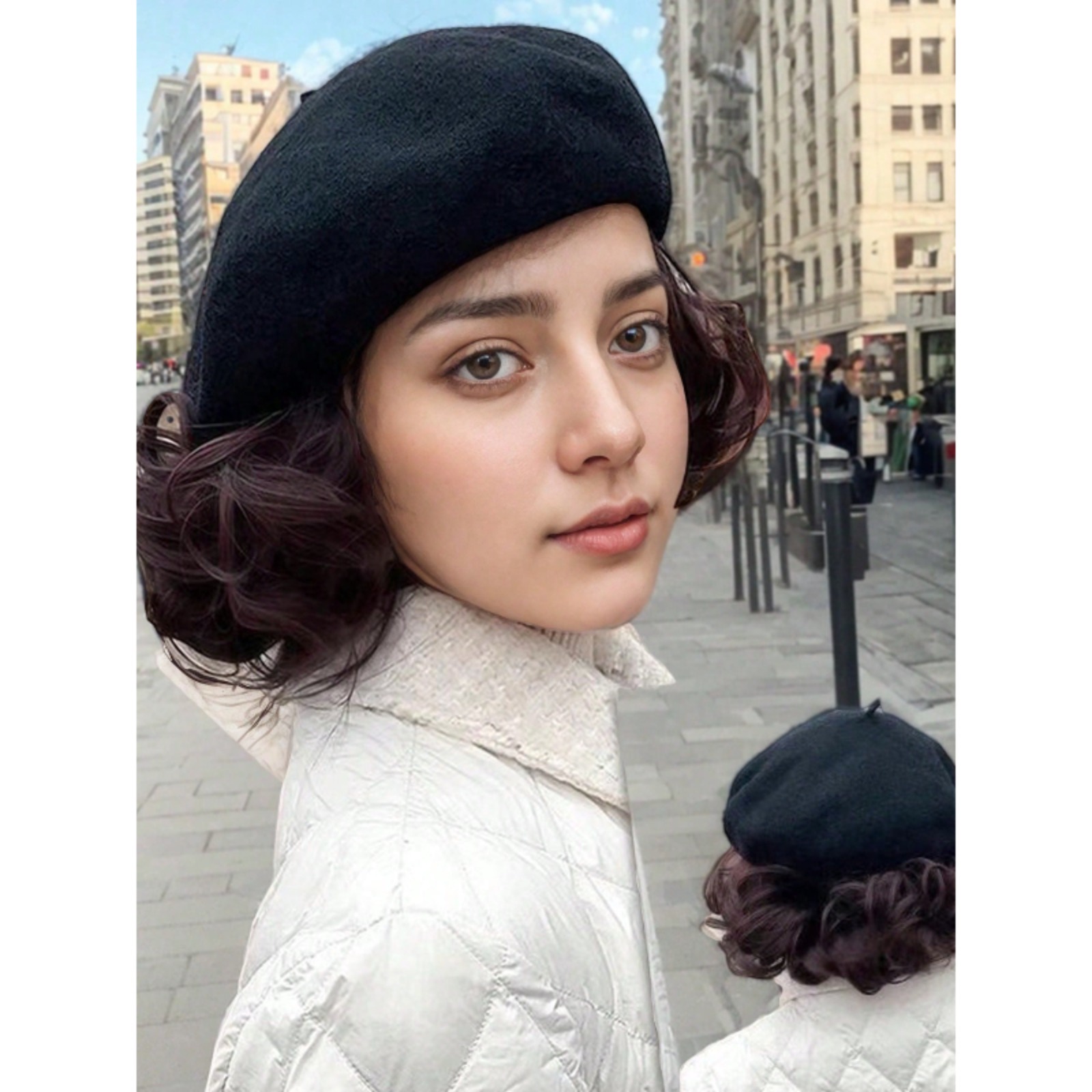 TEMU 1pc Women Beret Hat With Wig, 2-in-1 Fashion Beanie Short/long Curly Wig, Suitable For Baldness, Daily Wear, Date, Party, , Valentine's Day,