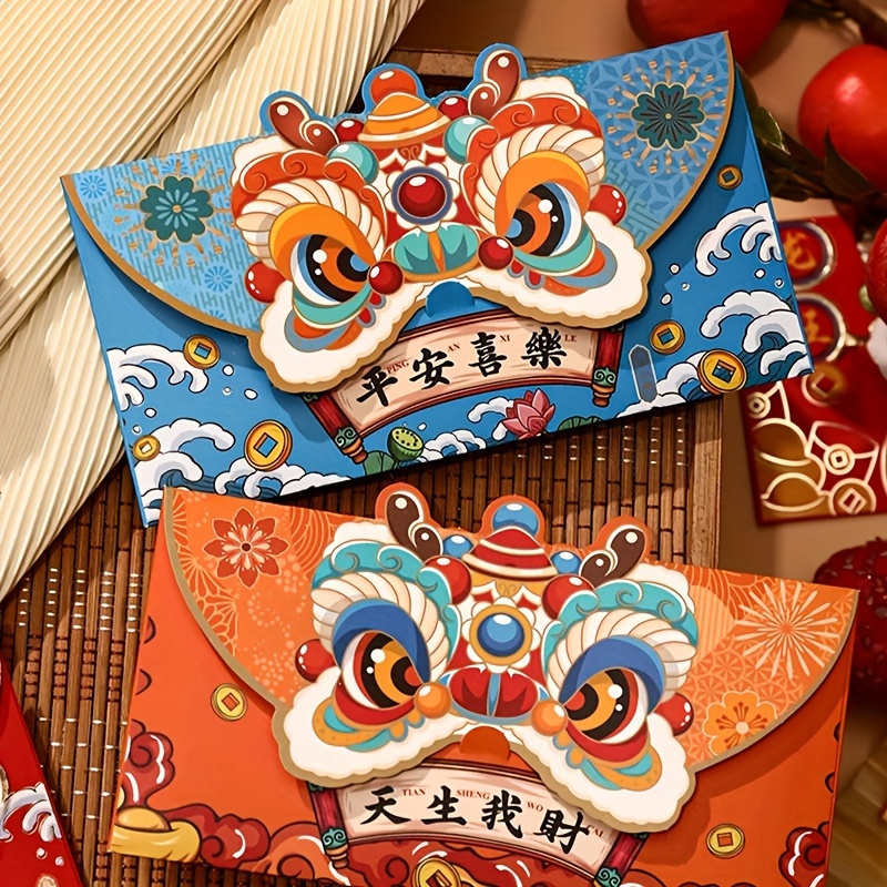 

12pcs Chinese New Year Red Envelopes Cartoon , Chinese Style Money Pockets Wedding Packets